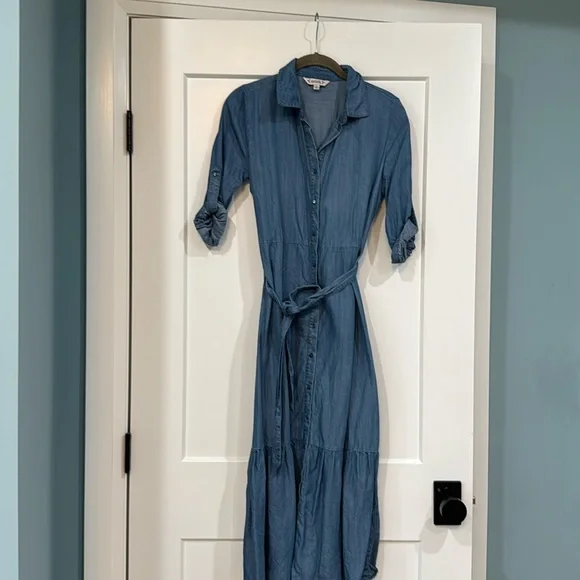 Nanette Lepore Tie Waist Chambray Shirtdress XS - Picture 2 of 5